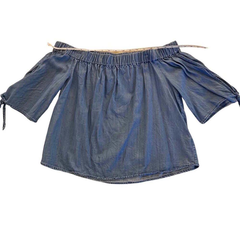 Blue Pair Summer Sexy Off Shoulder Tops for Women Boho 3/4 Sleeve Cute Size L